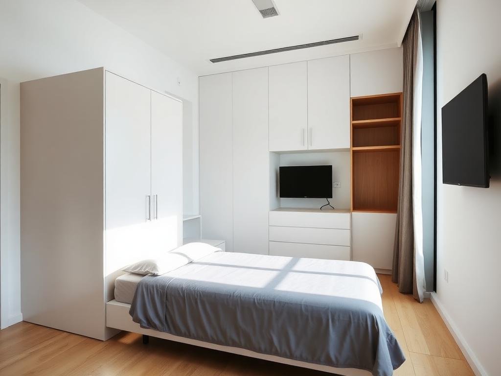 Guest Bedroom with Compact Storage & TV Unit