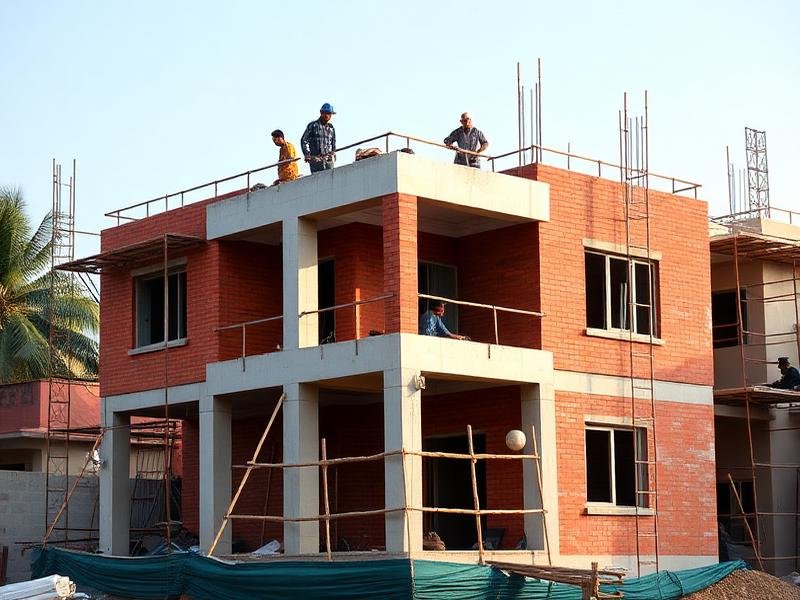2-Storey Residential Villa Construction with Red Brick & RCC Structure