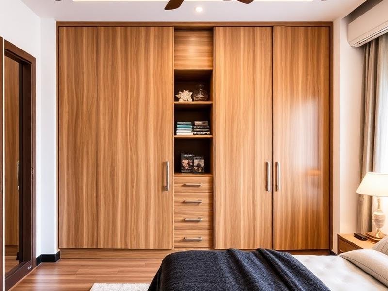 Walk-in Wardrobe with PU Finish, LED Interior & Vanity Section